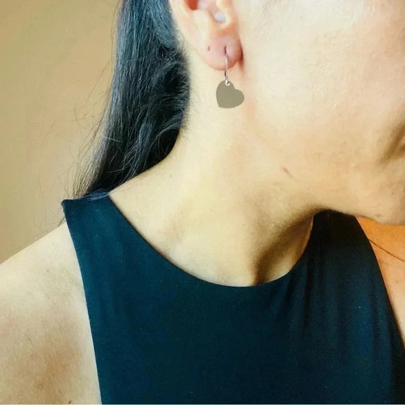 Huggie Heart Hoops Earrings - Picture 3 of 3